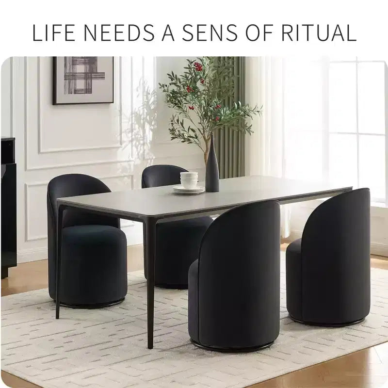 Sedie da pranzo Okak Modern 360Swivel, comode sedie da cucina in velluto con schienale a botte e cuscini spessi, sedia da trucco imbottita per camera da letto