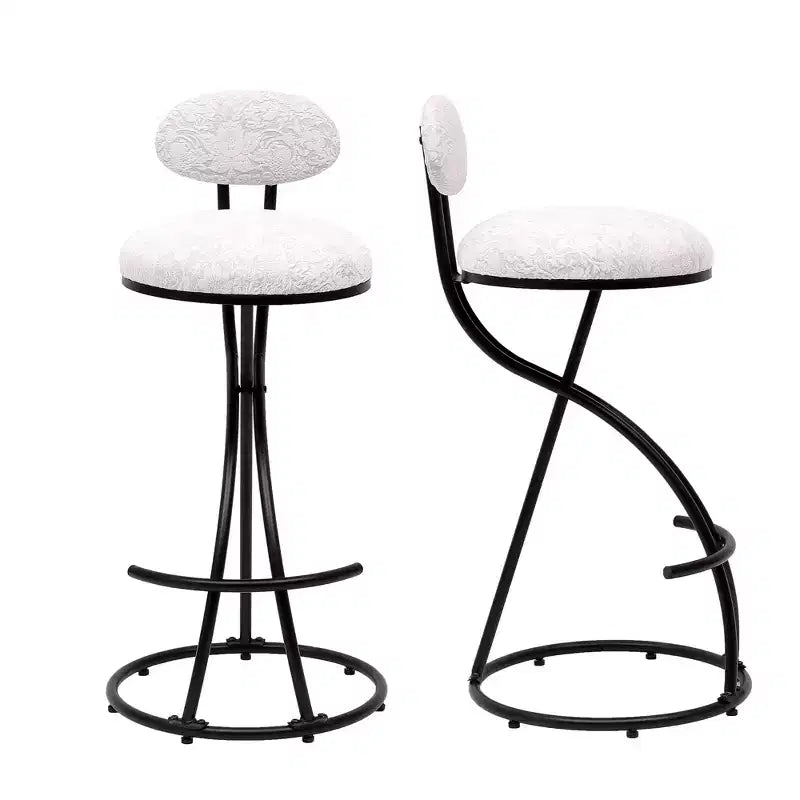 MAYEERTY Sgabelli da Bar Imbottiti Altezza Bancone, Set da 2 - Ecopelle, Poggiapiedi, Isola Cucina (Nero)