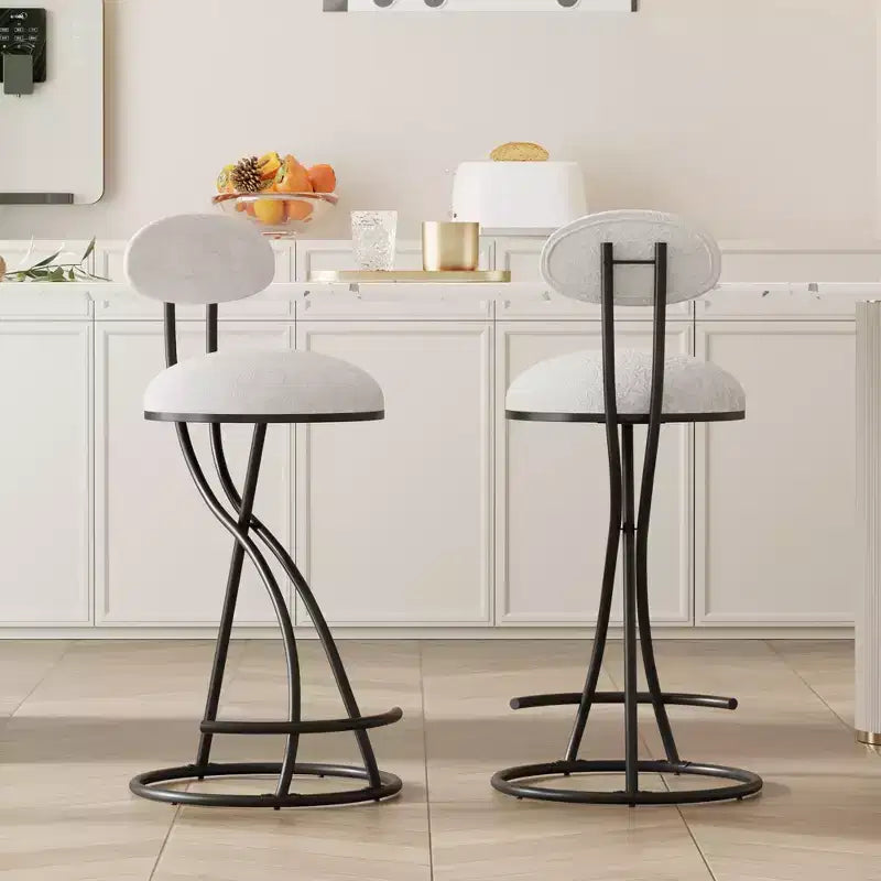 MAYEERTY Sgabelli da Bar Imbottiti Altezza Bancone, Set da 2 - Ecopelle, Poggiapiedi, Isola Cucina (Nero)