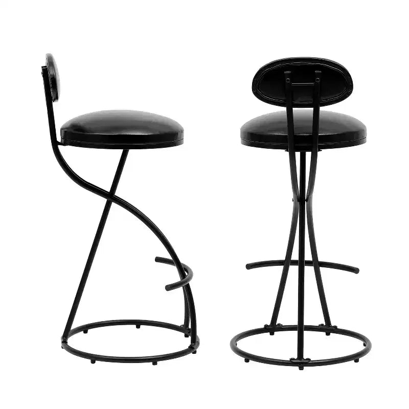MAYEERTY Sgabelli da Bar Imbottiti Altezza Bancone, Set da 2 - Ecopelle, Poggiapiedi, Isola Cucina (Nero)