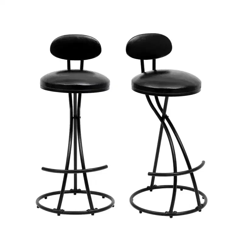 MAYEERTY Sgabelli da Bar Imbottiti Altezza Bancone, Set da 2 - Ecopelle, Poggiapiedi, Isola Cucina (Nero)