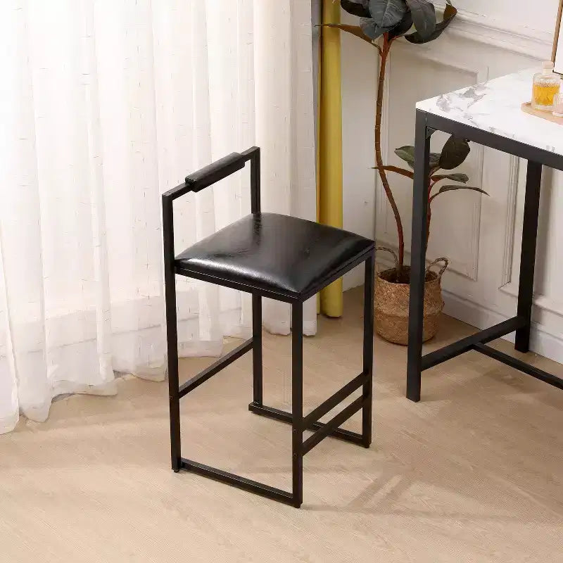 MAYEERTY Sgabelli da Bar con Schienale Set da 2 - Altezza Bancone, Pelle PU, Poggiapiedi