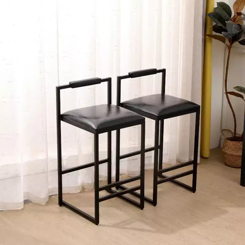 MAYEERTY Sgabelli da Bar con Schienale Set da 2 - Altezza Bancone, Pelle PU, Poggiapiedi