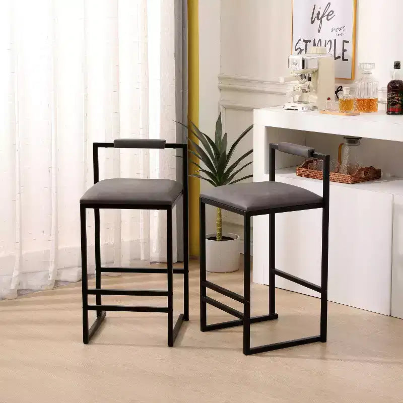 MAYEERTY Sgabelli da Bar con Schienale Set da 2 - Altezza Bancone, Pelle PU, Poggiapiedi