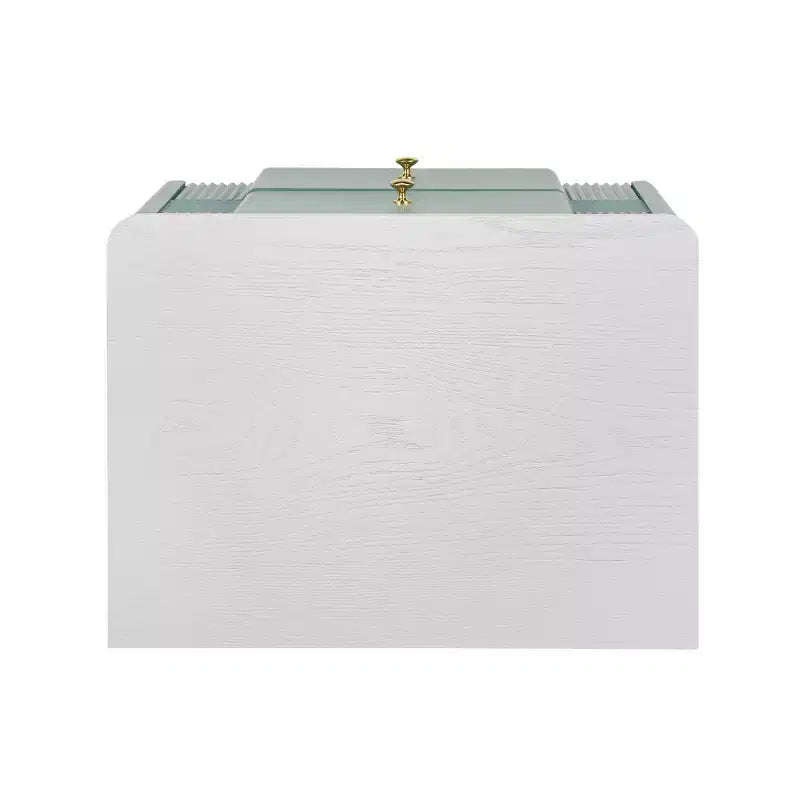 Comodino moderno minimalista Whisen con 2 cassetti, maniglie e gambe in metallo dorato, design con texture unica