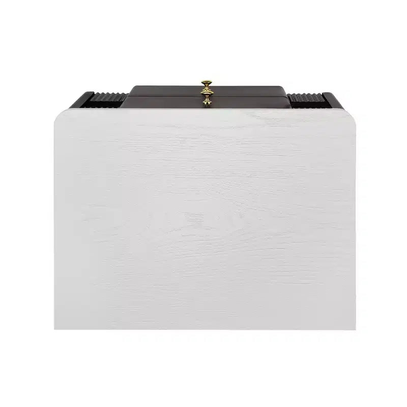 Comodino moderno minimalista Whisen con 2 cassetti, maniglie e gambe in metallo dorato, design con texture unica
