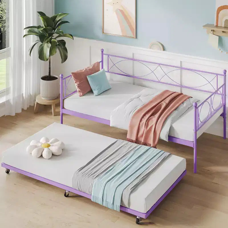 Divano letto singolo con letto estraibile, set divano letto e letto estraibile, struttura divano letto con supporto a doghe in acciaio