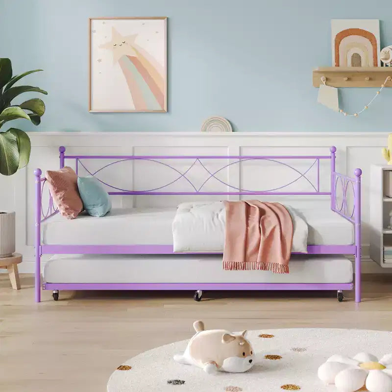 Divano letto singolo con letto estraibile, set divano letto e letto estraibile, struttura divano letto con supporto a doghe in acciaio