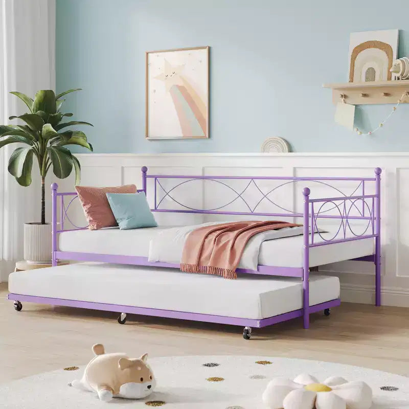 Divano letto singolo con letto estraibile, set divano letto e letto estraibile, struttura divano letto con supporto a doghe in acciaio
