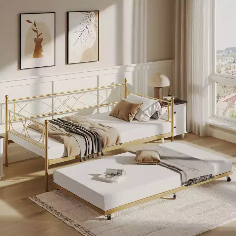 Divano letto singolo con letto estraibile, set divano letto e letto estraibile, struttura divano letto con supporto a doghe in acciaio