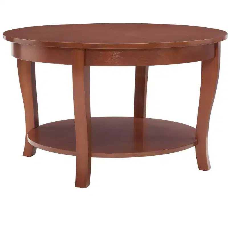 Tavolino da Caffè Rotondo, Tavolino Laterale a 2 Livelli con Gambe in Legno, Tavolino da Salotto per Soggiorno, Sala Ricevimento, Camere da Letto, Appartamenti, Monolocali