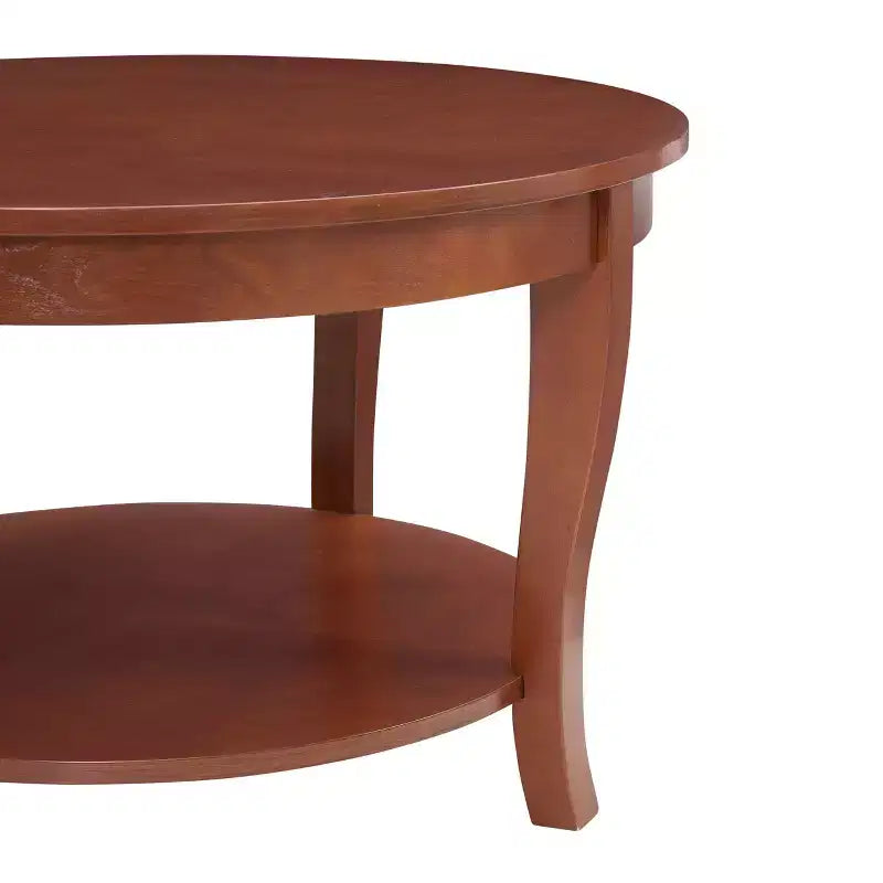 Tavolino da Caffè Rotondo, Tavolino Laterale a 2 Livelli con Gambe in Legno, Tavolino da Salotto per Soggiorno, Sala Ricevimento, Camere da Letto, Appartamenti, Monolocali
