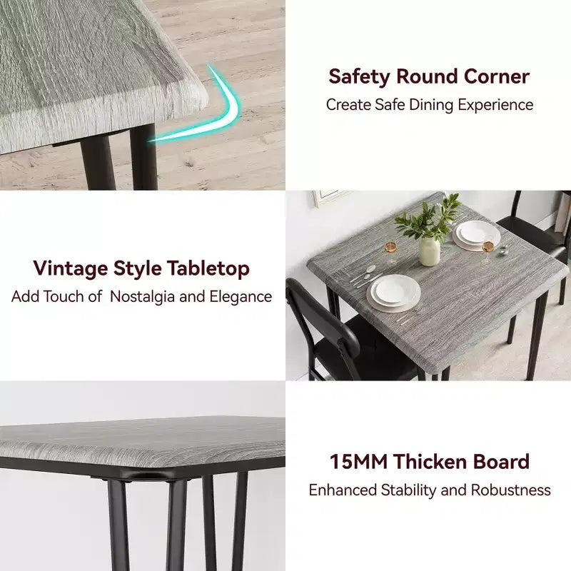 Set tavolo da pranzo Saluemeuble per 2 persone, set da pranzo da cucina di 3 pezzi, set tavolo da pranzo con 2 sedie imbottite per piccole stanze, cucine, appartamenti
