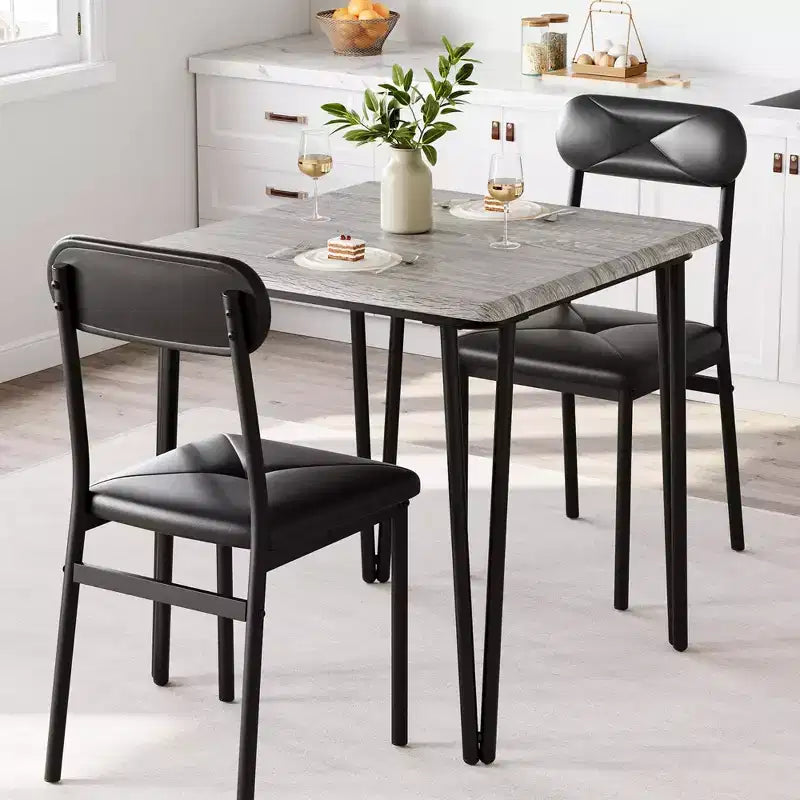 Set tavolo da pranzo Saluemeuble per 2 persone, set da pranzo da cucina di 3 pezzi, set tavolo da pranzo con 2 sedie imbottite per piccole stanze, cucine, appartamenti