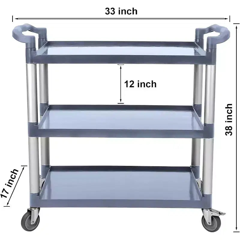 Carrello di Servizio Commerciale Multifunzionale a 3 Livelli GustoWave con Ruote per Cucina, Bar, Ufficio