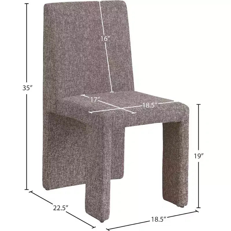 Meridian Furniture Benson Sedia da Pranzo in Tessuto Testurizzato Lino, Set da 2