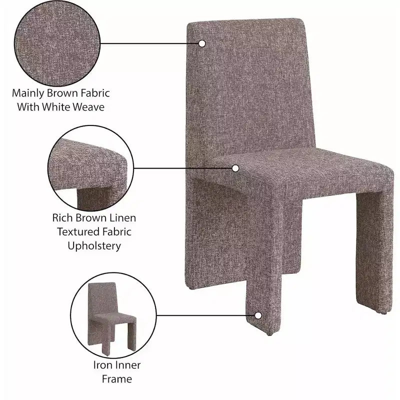 Meridian Furniture Benson Sedia da Pranzo in Tessuto Testurizzato Lino, Set da 2