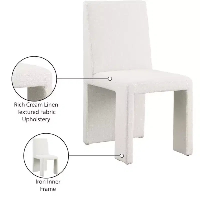Meridian Furniture Benson Sedia da Pranzo in Tessuto Testurizzato Lino, Set da 2
