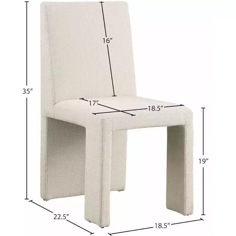 Meridian Furniture Benson Sedia da Pranzo in Tessuto Testurizzato Lino, Set da 2