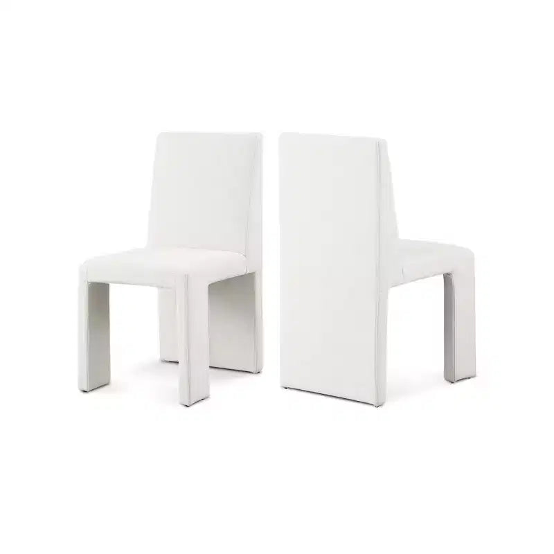 Meridian Furniture Benson Sedia da Pranzo in Tessuto Testurizzato Lino, Set da 2