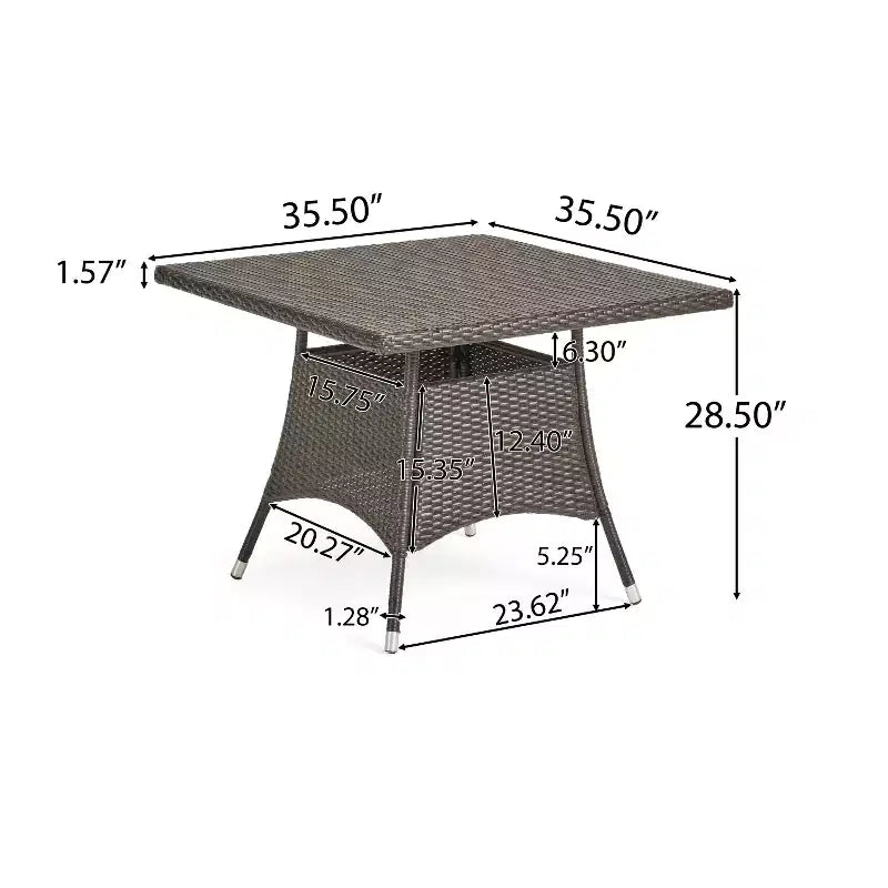 GDFStudio Galvez Outdoor Wicker 5 Piece Stacking Dining Set