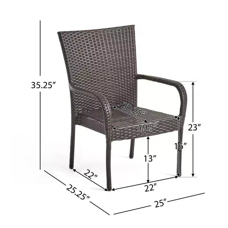 GDFStudio Galvez Outdoor Wicker 5 Piece Stacking Dining Set