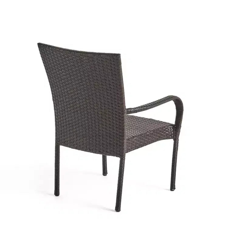GDFStudio Galvez Outdoor Wicker 5 Piece Stacking Dining Set