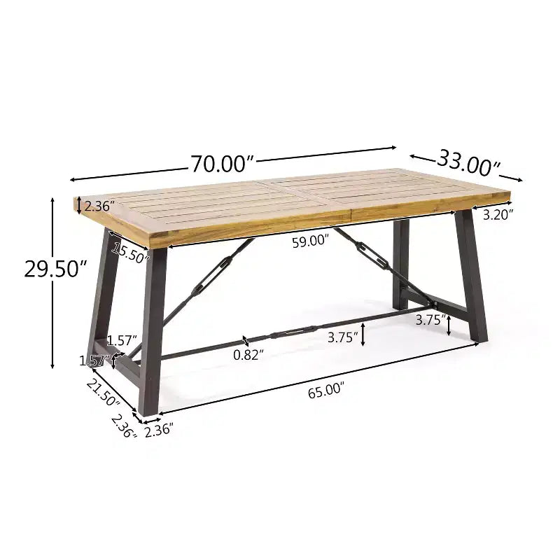 GDFStudio Soltice Set da Pranzo da Esterno 6 Pezzi in Vimini e Legno di Acacia con Panca