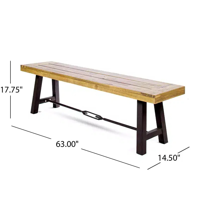 GDFStudio Soltice Set da Pranzo da Esterno 6 Pezzi in Vimini e Legno di Acacia con Panca