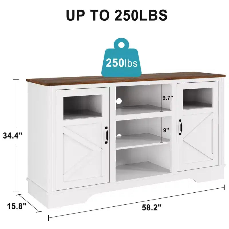 GustoWave Tavolo Console per TV Stile Fattoria per TV fino a 65 pollici, Mobile TV alto 87,4 cm con Ripiani e Luce LED