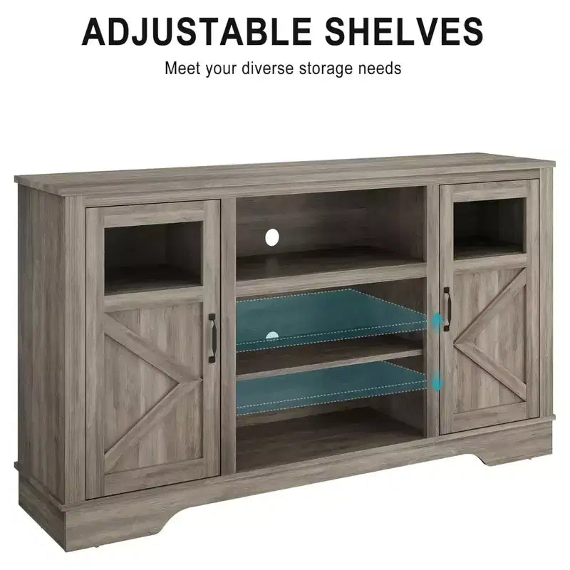 GustoWave Tavolo Console per TV Stile Fattoria per TV fino a 65 pollici, Mobile TV alto 87,4 cm con Ripiani e Luce LED