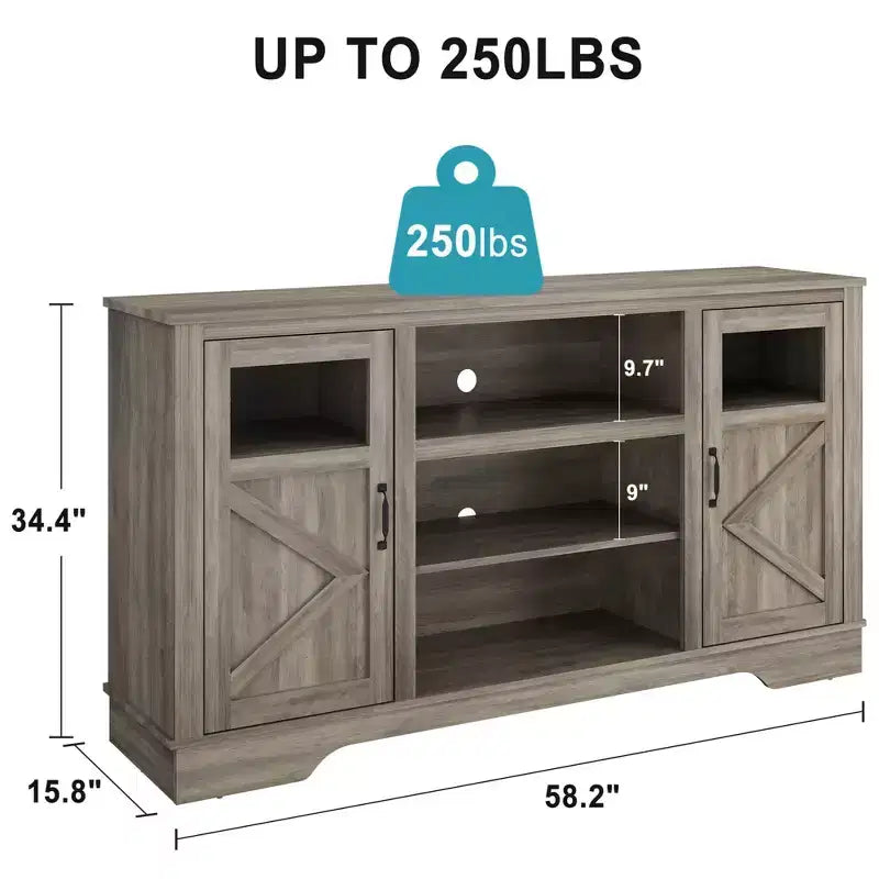 GustoWave Tavolo Console per TV Stile Fattoria per TV fino a 65 pollici, Mobile TV alto 87,4 cm con Ripiani e Luce LED