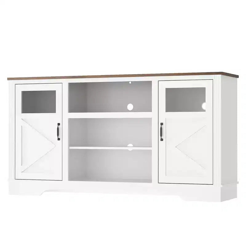 GustoWave Tavolo Console per TV Stile Fattoria per TV fino a 65 pollici, Mobile TV alto 87,4 cm con Ripiani e Luce LED