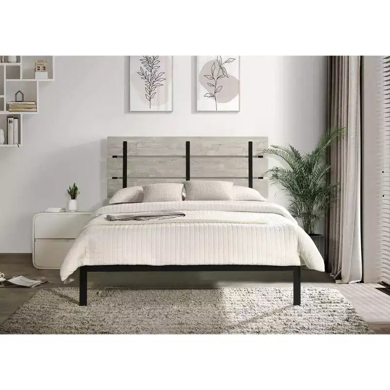 Home Design Hayward Letto a Piattaforma in Metallo, Grigio