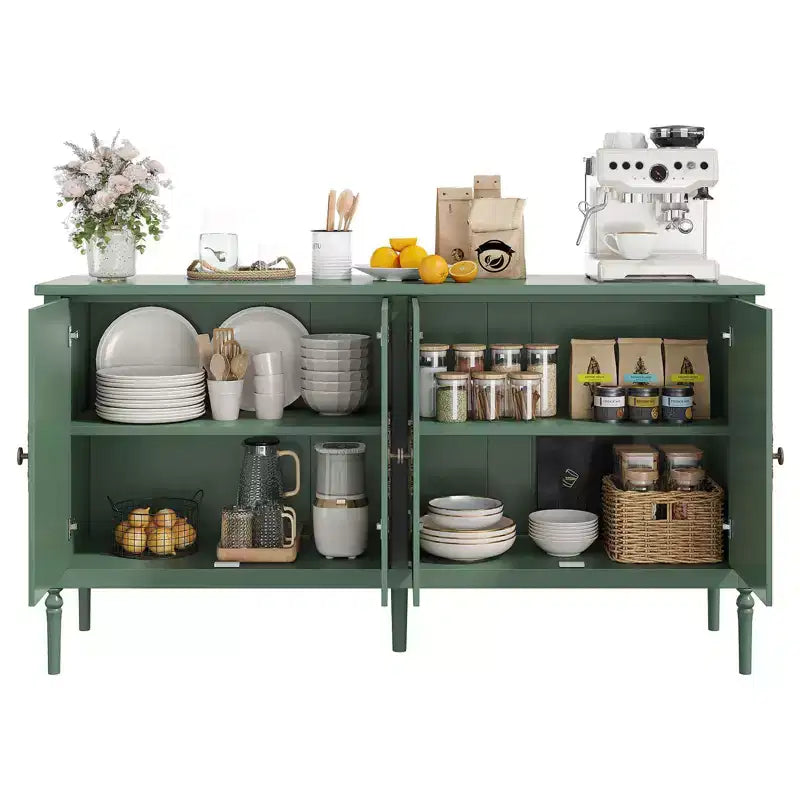 Credenza a buffet da 59 pollici, mobile bar da ingresso con ripiani regolabili, armadio da pavimento in legno, tavolo console multimediale