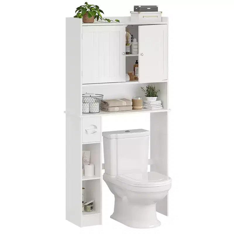 Mobiletto per bagno sopra il WC, organizer da bagno sopra il WC, porta carta igienica e mensole regolabili, scaffale salvaspazio per WC