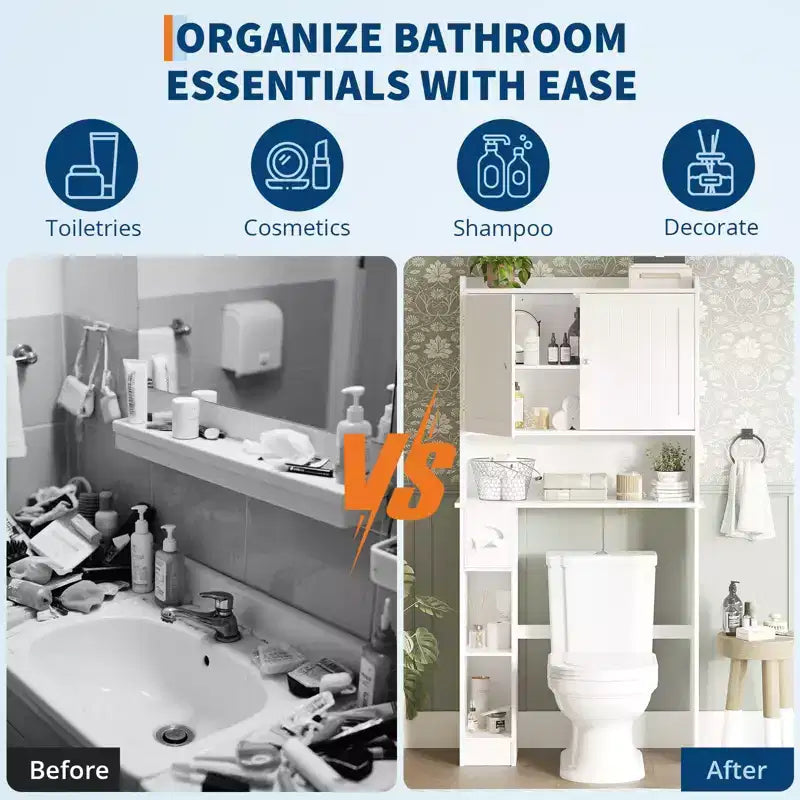 Mobiletto per bagno sopra il WC, organizer da bagno sopra il WC, porta carta igienica e mensole regolabili, scaffale salvaspazio per WC