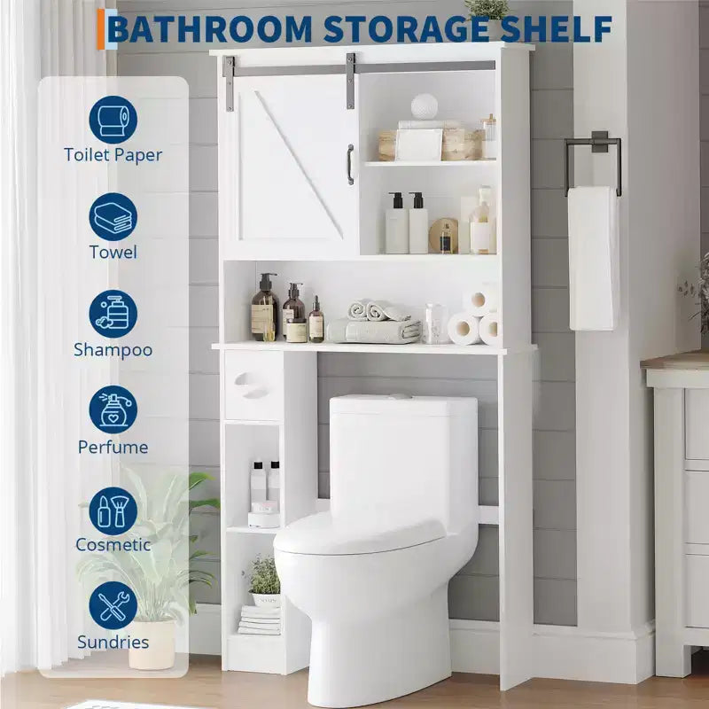Mobiletto per bagno sopra il WC, organizer da bagno sopra il WC, porta carta igienica e mensole regolabili, scaffale salvaspazio per WC