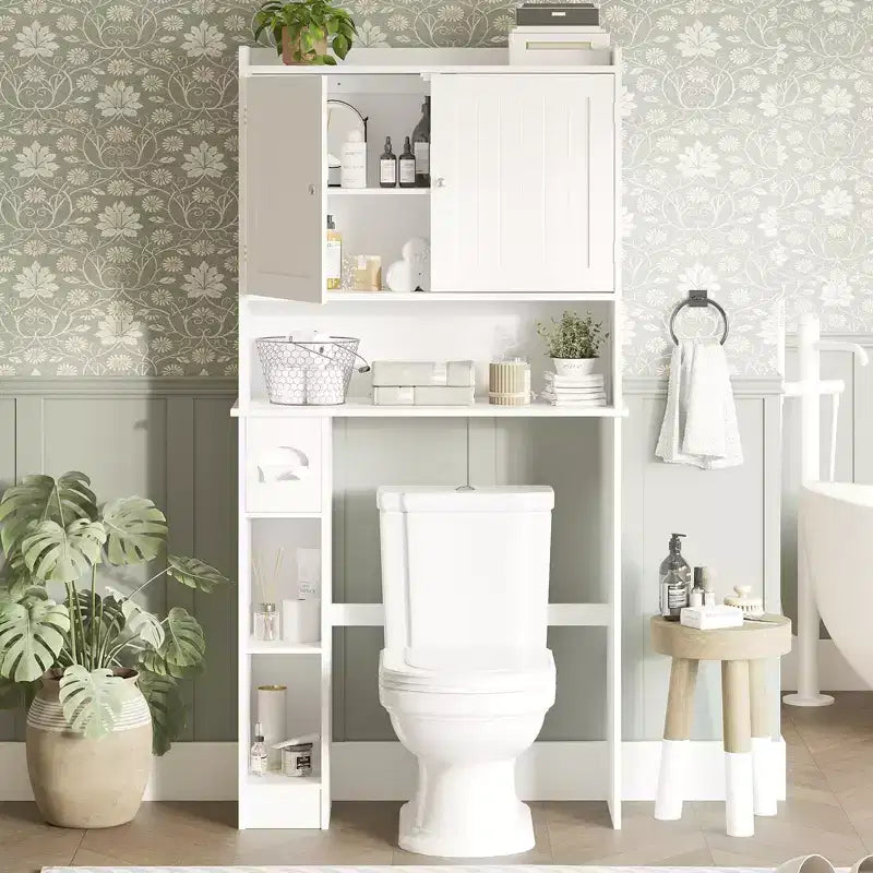 Mobiletto per bagno sopra il WC, organizer da bagno sopra il WC, porta carta igienica e mensole regolabili, scaffale salvaspazio per WC