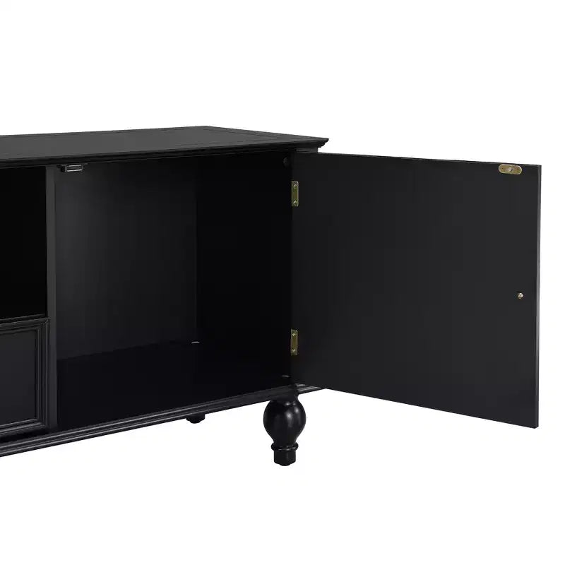 Mobile porta TV ModernLuxe per TV fino a 80", Consolle porta TV per centro di intrattenimento, Consolle multimediale, Mobile porta TV con 2 cassetti, Nero/Bianco
