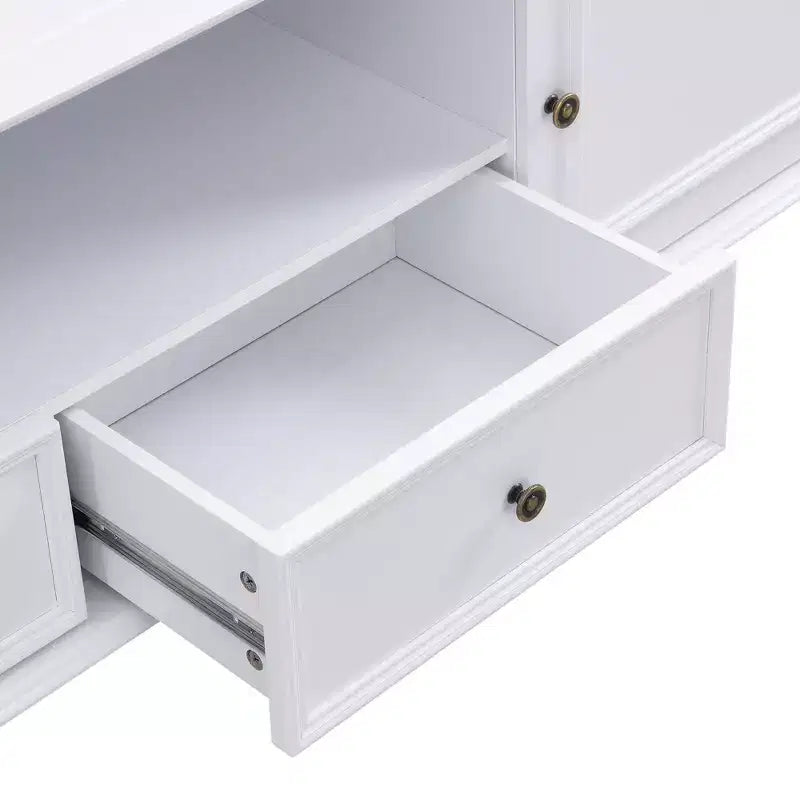 Mobile porta TV ModernLuxe per TV fino a 80", Consolle porta TV per centro di intrattenimento, Consolle multimediale, Mobile porta TV con 2 cassetti, Nero/Bianco