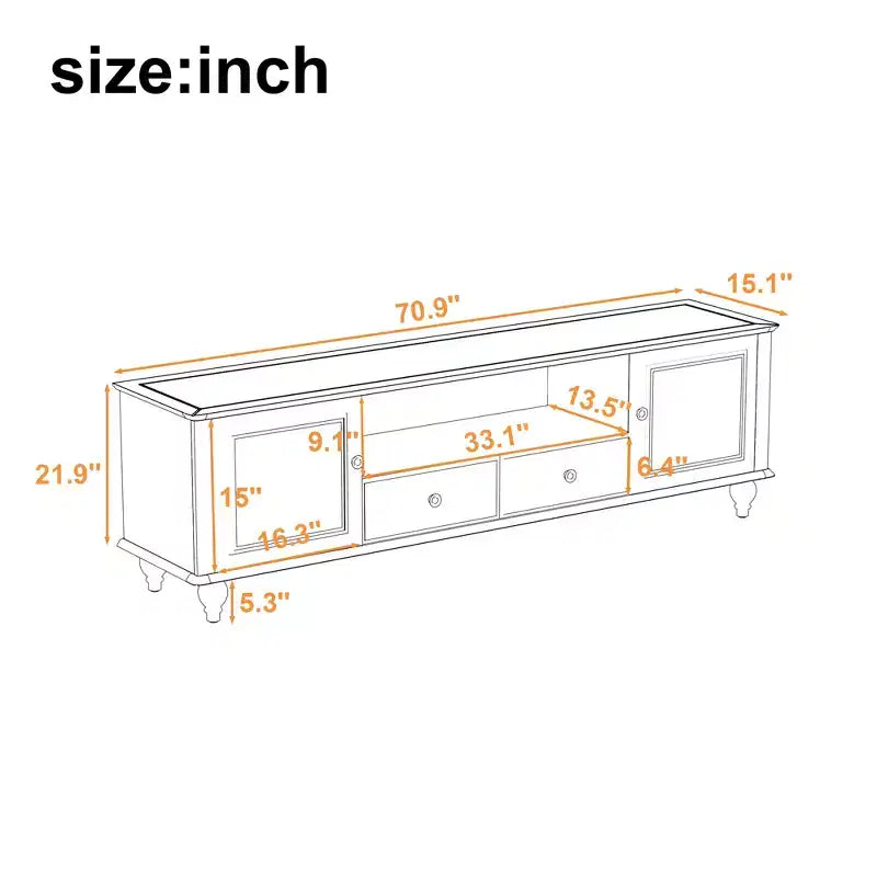 Mobile porta TV ModernLuxe per TV fino a 80", Consolle porta TV per centro di intrattenimento, Consolle multimediale, Mobile porta TV con 2 cassetti, Nero/Bianco