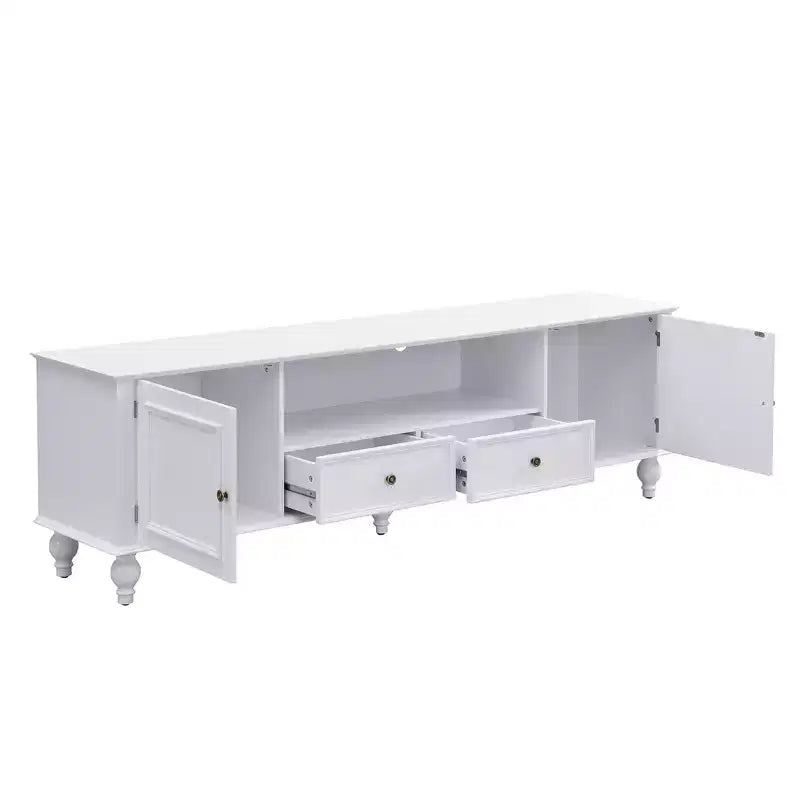 Mobile porta TV ModernLuxe per TV fino a 80", Consolle porta TV per centro di intrattenimento, Consolle multimediale, Mobile porta TV con 2 cassetti, Nero/Bianco