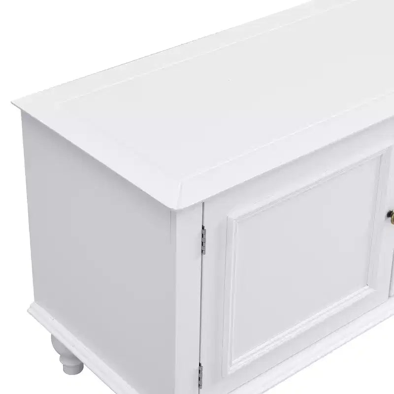 Mobile porta TV ModernLuxe per TV fino a 80", Consolle porta TV per centro di intrattenimento, Consolle multimediale, Mobile porta TV con 2 cassetti, Nero/Bianco