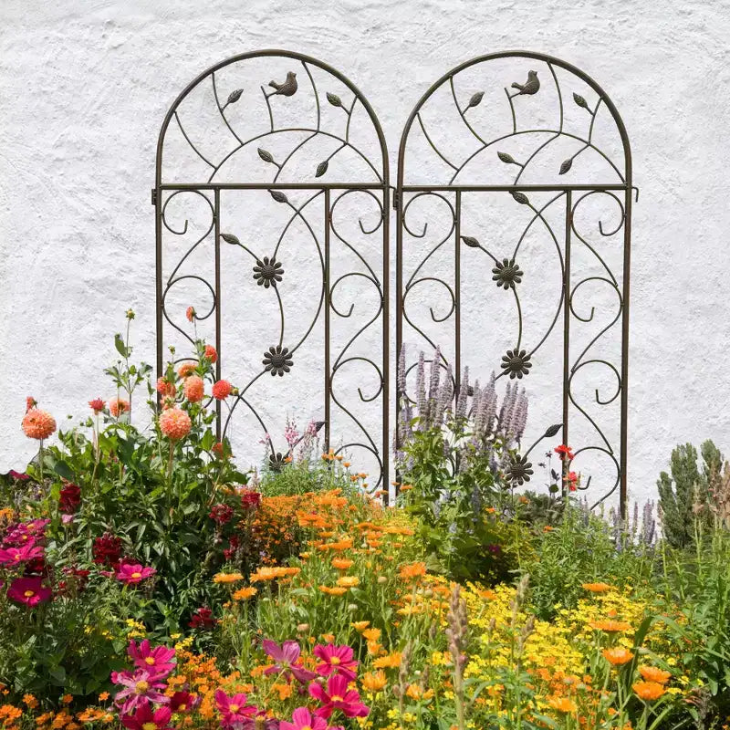 MAYEERTY 4 Pezzi 220x50cm Grigliato da Giardino in Metallo - Antiruggine, Marrone, per Piante Rampicanti e Fiori da Esterno