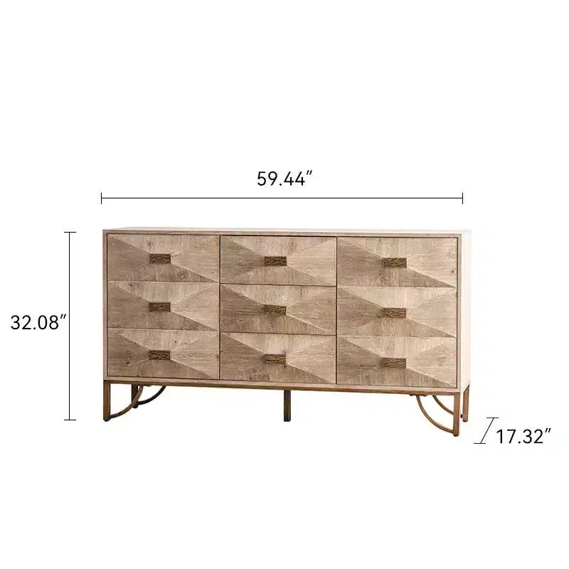 Cassettiera a 6 cassetti in legno chiaro Okak, design moderno con cassetti scorrevoli fluidi per soggiorno/camera da letto/ingresso