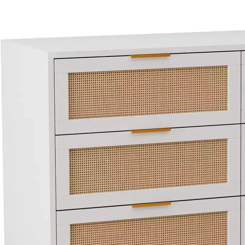 Okak Armadietto portaoggetti in rattan a 6 cassetti, design moderno naturale 51,18", carico superiore 50 libbre e 20 libbre per cassetto, ideale per camera da letto e soggiorno