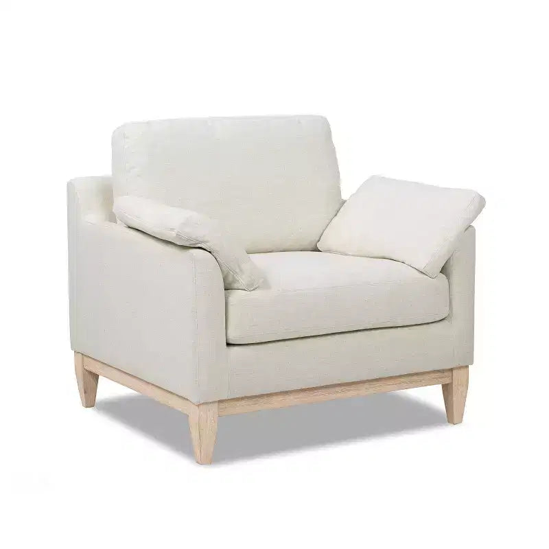 Jennifer Taylor Home Pasadena Poltrona con braccioli in stile moderno rustico, larga 91 cm, colore bianco lino
