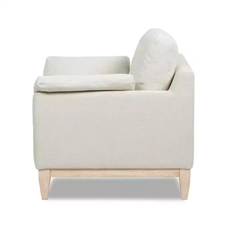 Jennifer Taylor Home Pasadena Poltrona con braccioli in stile moderno rustico, larga 91 cm, colore bianco lino