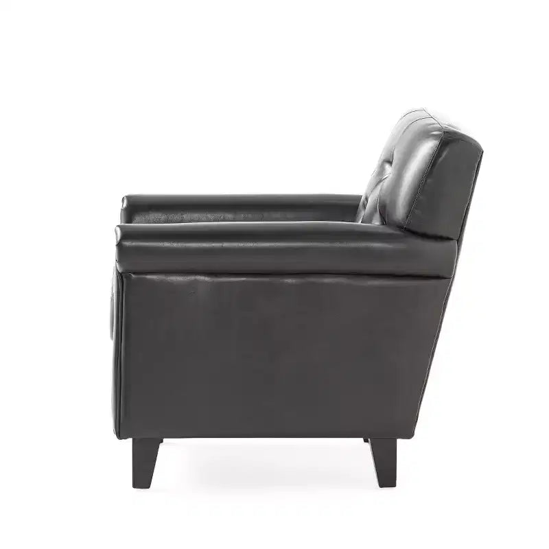 Christopher Knight Home Veronica Poltrona chesterfield contemporanea in pelle rigenerata con braccioli arrotolati